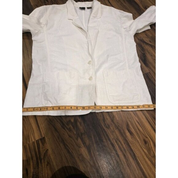 90s Liz Sport Cotton Linen Blazer Womems Sz L French Seams Classic - Picture 11 of 14